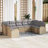 vidaXL Bankstel met kussen 9 pcs Beige Poly Rattan