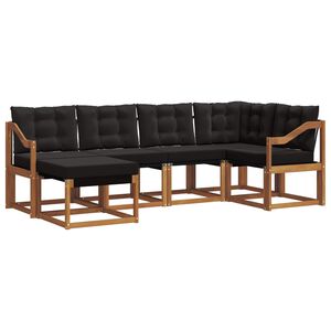 vidaXL Buiten bankenset met kussen 6 pcs Natuurlijk en Zwart
