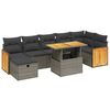 vidaXL 8-delige Loungeset met kussens poly rattan grijs