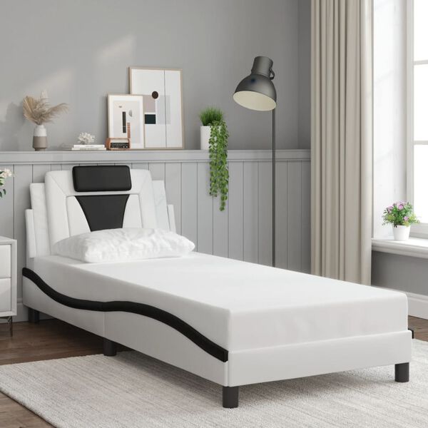 vidaXL Bedframe "Viana" met LED zonder matras wit en zwart 90x190 cm