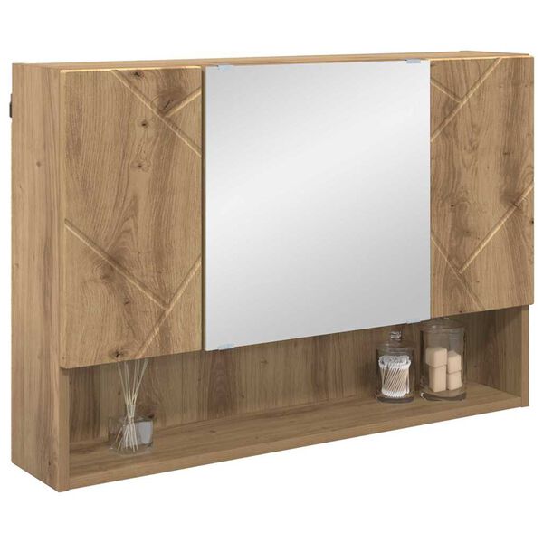 vidaXL Spiegelkast Artisan Eiken 80 x 17 x 55 cm Bewerkt hout