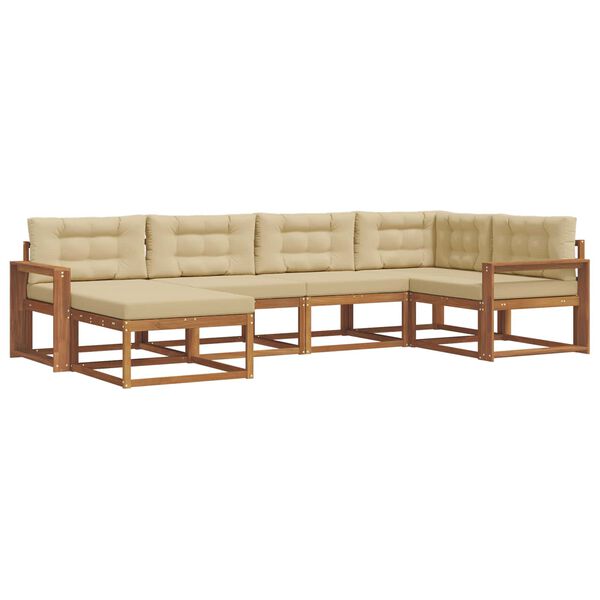 vidaXL Buiten bankenset met kussen 6 pcs Natuurlijk en Beige