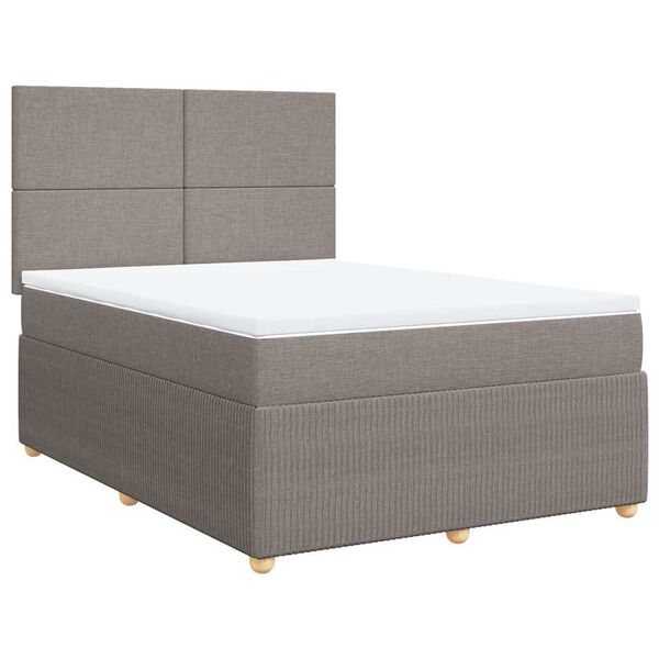 vidaXL Boxspring met matras stof taupe 140x190 cm
