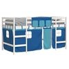 vidaXL Kinderhoogslaper met gordijnen 90x190 cm grenenhout blauw