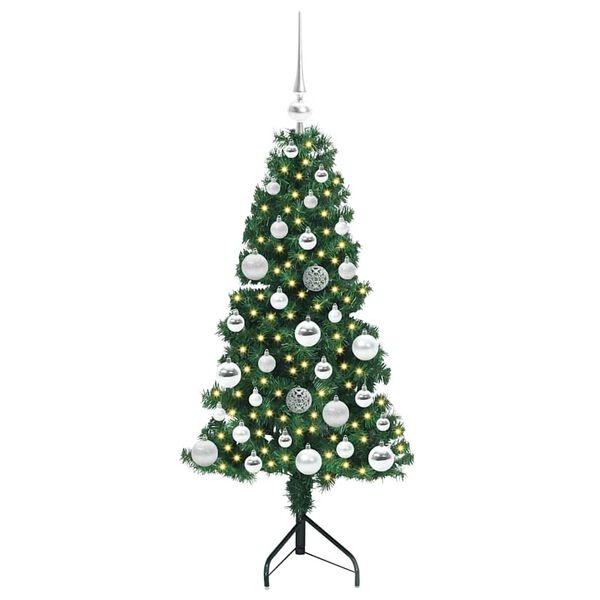 vidaXL Hoek Kunstkerstboom met 150 LED Groen 120 cm PVC en Metaal