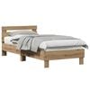 vidaXL Bedframe met Hoofdeinde Artisanaal eiken 80 x 200 cm
