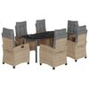 vidaXL 7-delige Tuinset met kussens poly rattan gemengd beige