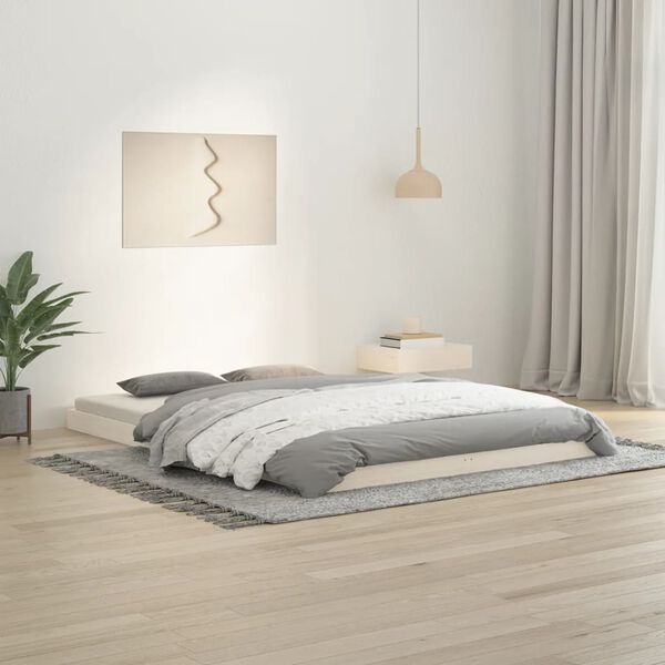 vidaXL Bedframe massief grenenhout wit 140x200 cm