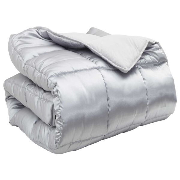 vidaXL Winter Dekbed Zilver 140 x 200 cm Satijn en Microfiber