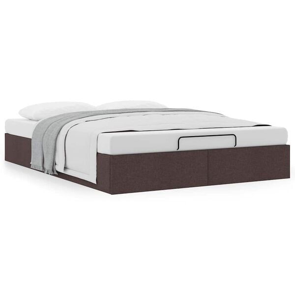 vidaXL Bedframe zonder matras 140x190 cm stof donkerbruin
