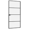 vidaXL Binnendeur 93x201,5 cm gehard glas en aluminium smal zwart