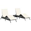 vidaXL Ligbedden 2 st met tafel poly rattan zwart