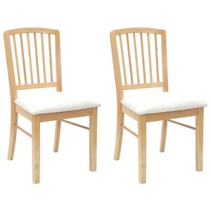 vidaXL Eettafelstoelen 2 st Massief Rubberhout Naturel