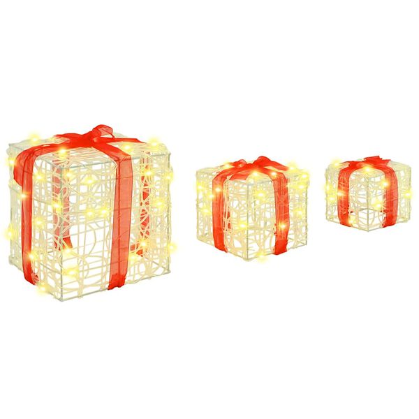 vidaXL Cadeau Doos met 60 LED 3 pcs Warmwit 20 x 20 x 20 cm Acryl