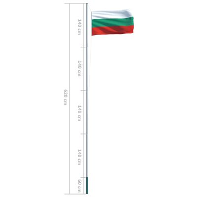 vidaXL Vlag met vlaggenmast Bulgarije 6,2 m aluminium