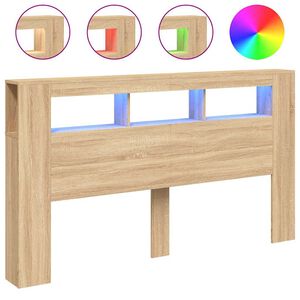 vidaXL Hoofdbord met LED 180x18,5x103,5 cm bewerkt hout sonoma eiken