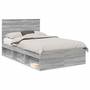 vidaXL Bedframe Grijs Sonoma 135 x 190 cm Massief grenenhout