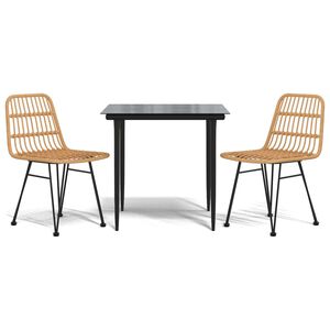 vidaXL 3-delige Tuinset poly rattan