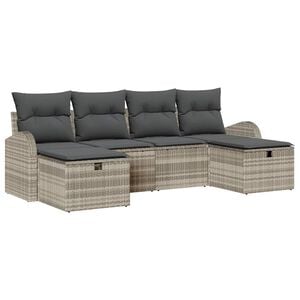 vidaXL Tuin Sofa Set 6 st Lichtgrijs poly rattan