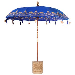 vidaXL Balinese parasol met basis Blauw 215 x 215 x 260 cm