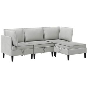 vidaXL Woonkamer Meubelset 4 pcs Lichtgrijs Stof
