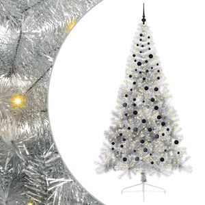 vidaXL Kunstmatig Voorverlicht Kerstboom met 300 LED Zilver 240 cm PET