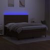 vidaXL Boxspring met matras en LED stof donkerbruin 160x200 cm