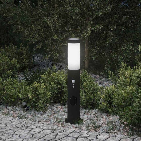 vidaXL Bolderverlichting met sensor en stopcontact 50 cm roestvrij staal IP44
