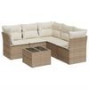vidaXL 6-delige Loungeset met kussens poly rattan beige