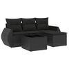 vidaXL 5-delige Loungeset met kussens poly rattan zwart