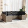 vidaXL Tuin Sofa Set met kussen 6 pcs Grijs Poly riet