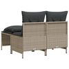 vidaXL 4-delige Loungeset met kussens poly rattan lichtgrijs