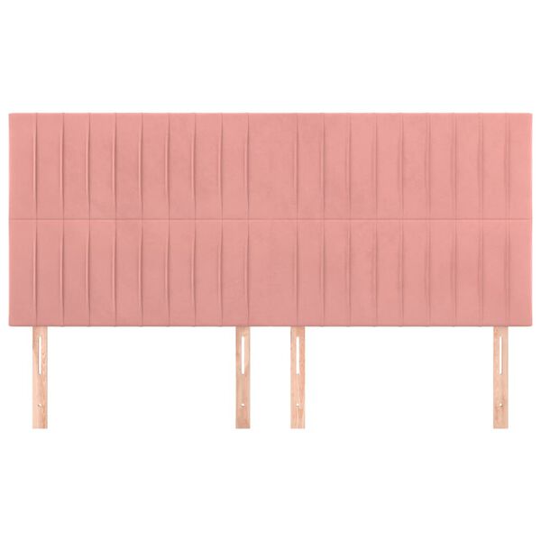 vidaXL Hoofdbord roze 200x5x118/128 cm fluweel