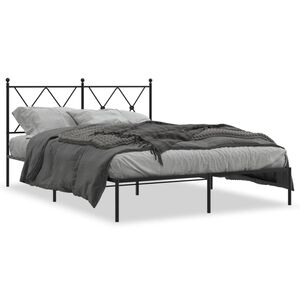 vidaXL Bedframe met hoofdbord metaal zwart 140x200 cm