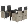 vidaXL 5-delige Tuinset met kussens poly rattan lichtgrijs