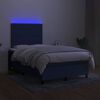 vidaXL Boxspring met matras en LED stof blauw 120x190 cm