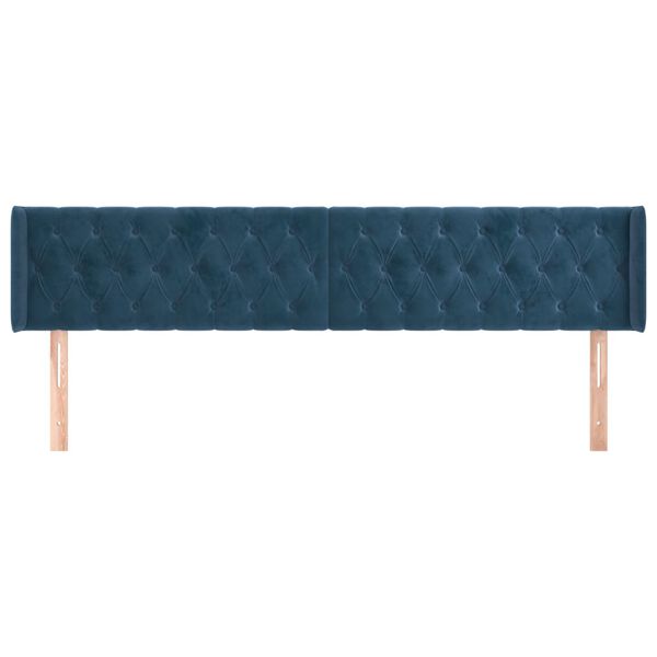 vidaXL Hoofdbord met randen 183x16x78/88 cm fluweel donkerblauw