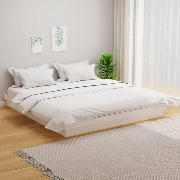 vidaXL Bedframe massief hout wit 180x200 cm