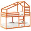 vidaXL Stapelbed met bedhuis massief grenenhout wasbruin 90x200 cm