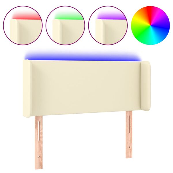 vidaXL Hoofdbord LED 83x16x78/88 cm kunstleer cr&egrave;mekleurig