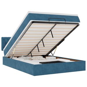 vidaXL Ottoman bed met matras en LED's 140x200cm fluweel donkerblauw