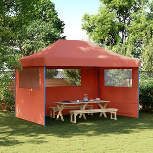 vidaXL Partytent inklapbaar pop-up met 3 zijwanden terracottakleurig