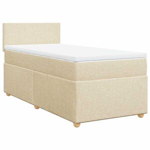 vidaXL Boxspring met matras stof cr&egrave;mekleurig 80x200 cm