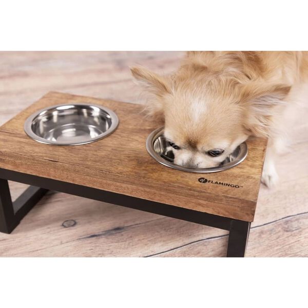 FLAMINGO Voer/drinkbakset Tommy met standaard 2x800 ml