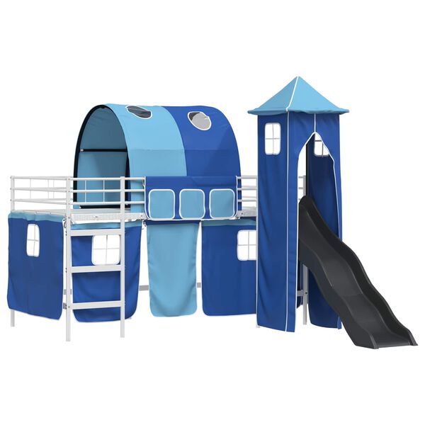 vidaXL Loftbed voor Kids Wit en Blauw 99,5 x 200 cm Metaal