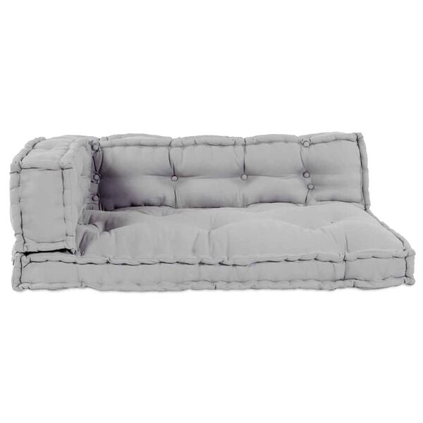 vidaXL Pallet Sofa Kussen 3 pcs Grijs 120 x 80 x 38 cm Stof