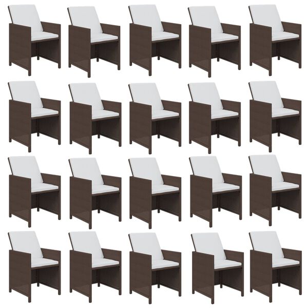 vidaXL 21-delige Tuinset met kussens poly rattan bruin