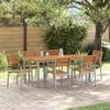 vidaXL Tuin Eetset 7 pcs Grijs en bruin Staal en massief acaciahout