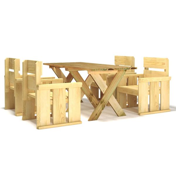 vidaXL 5-delige Tuinset ge&iuml;mpregneerd grenenhout