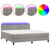vidaXL Boxspring met matras en LED fluweel lichtgrijs 180x200 cm